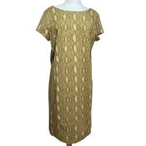 Lauren Ralph Lauren Contessa Snake Print Dress Ponte Knit Short Sleeve Brown